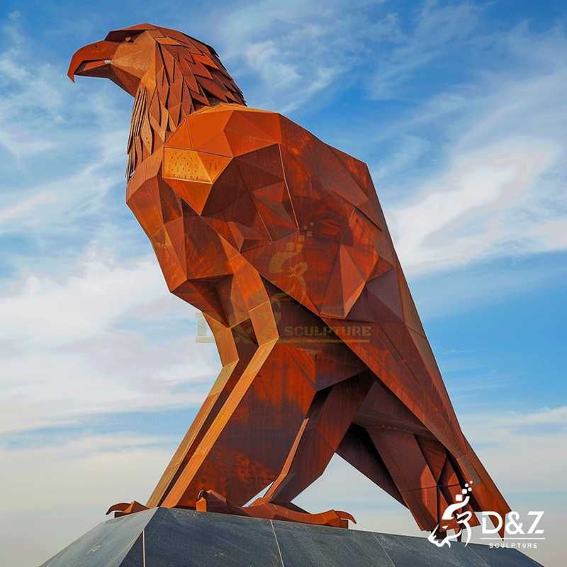 Geometric Corten Steel Falcon Sculpture for Sale DZJ-54