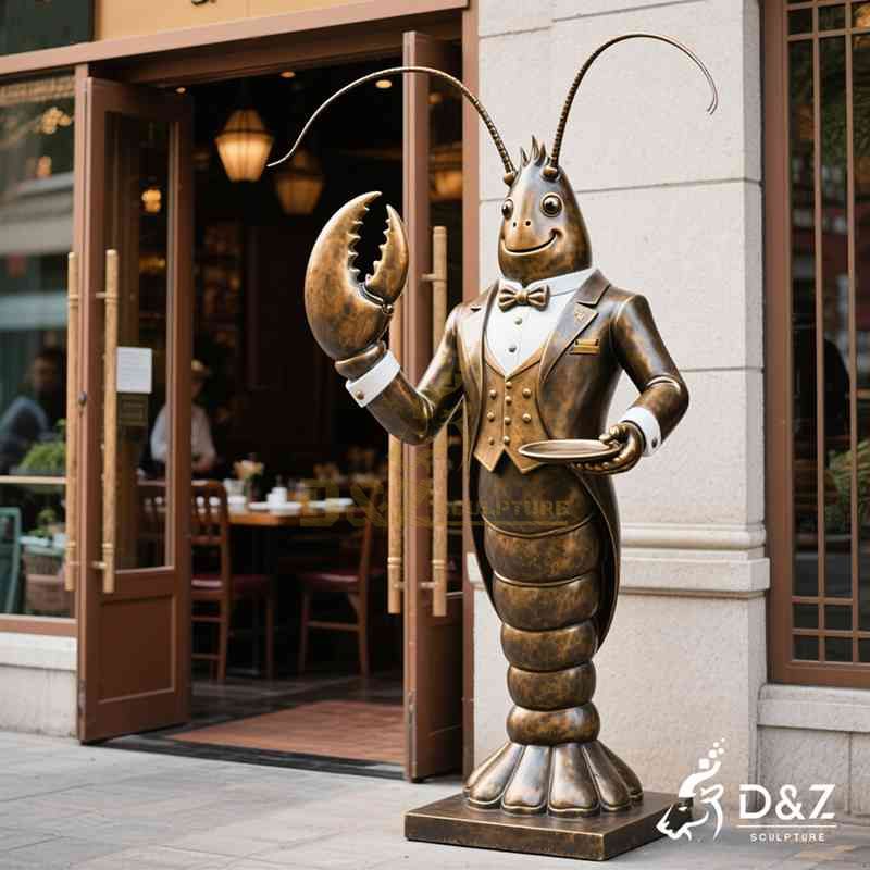 lobster butler statue with tray