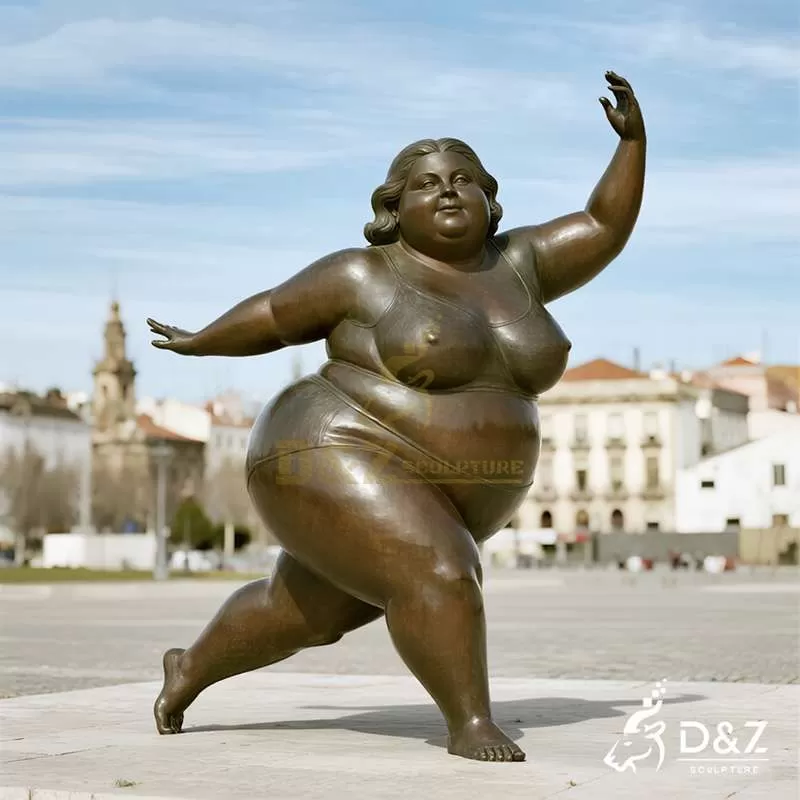 Large Bronze Yoga Fat Women Statue丨Dancing Artwork for Sale DZJ-61
