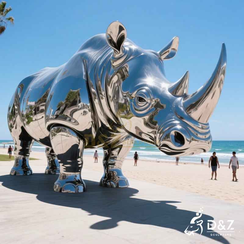 Large Metal Rhino Sculpture for Sale by the Sea DZJ-62