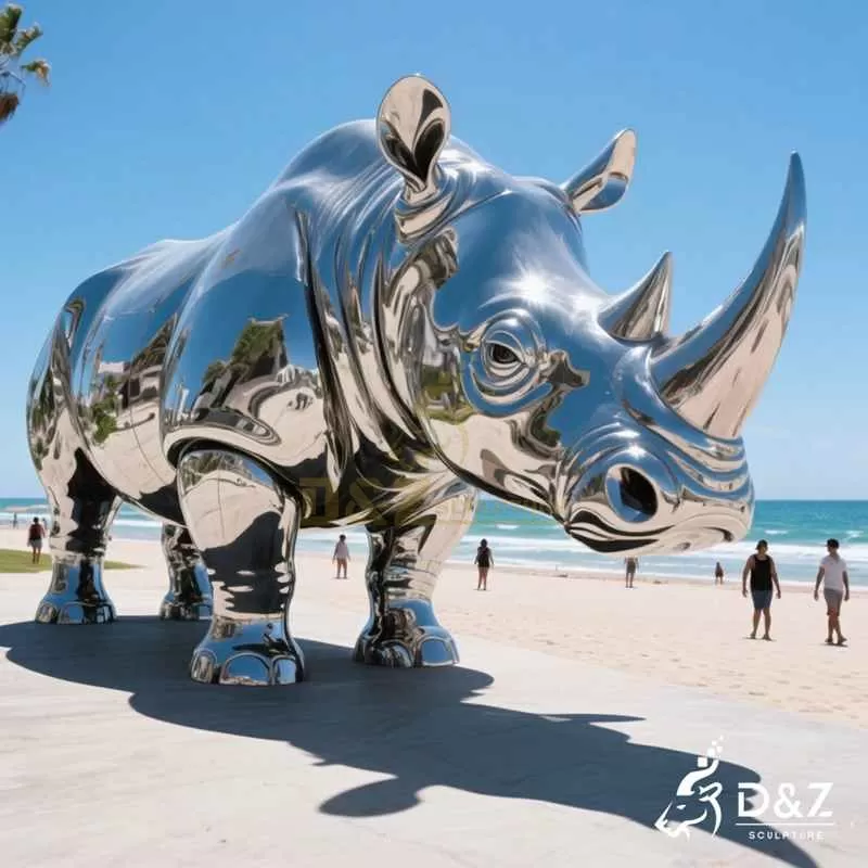 Large Metal Rhino Sculpture for Sale by the Sea DZJ-62