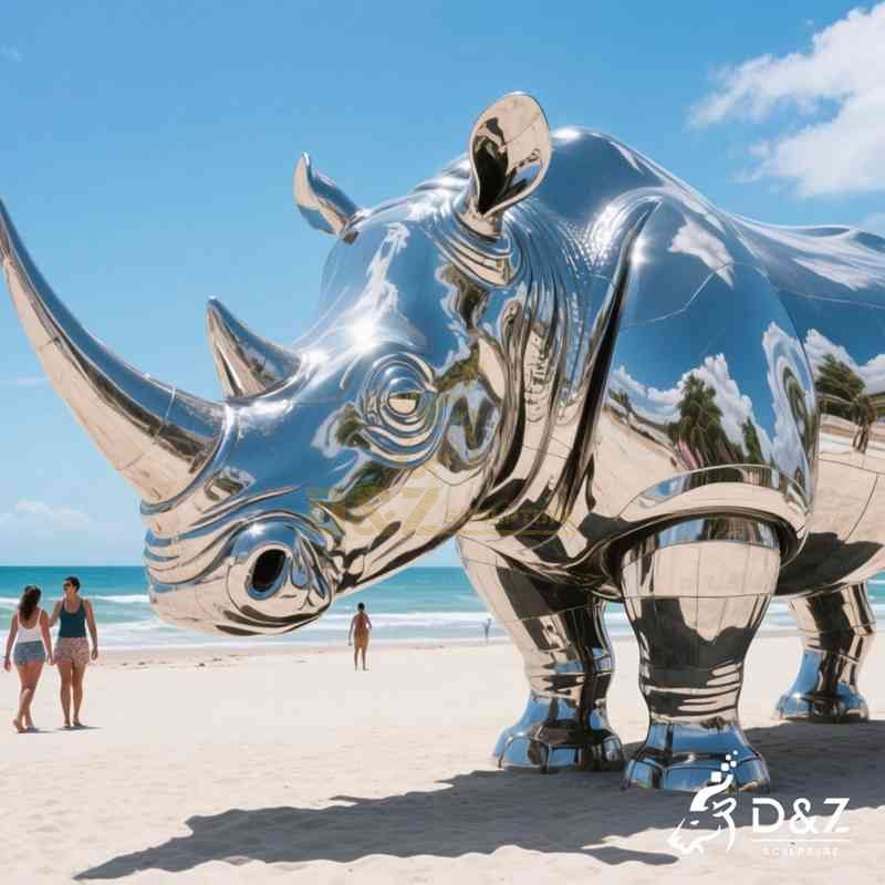 rhino sculpture by the sea