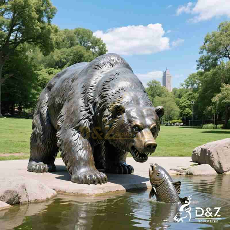 bronze grizzly bear statue