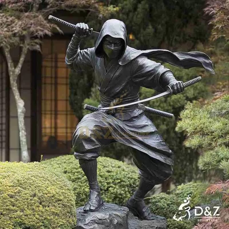 Bronze Japanese Ninja Statue丨Authentic Samurai Art DZJ-65