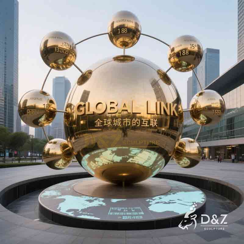 metal world globe sculpture