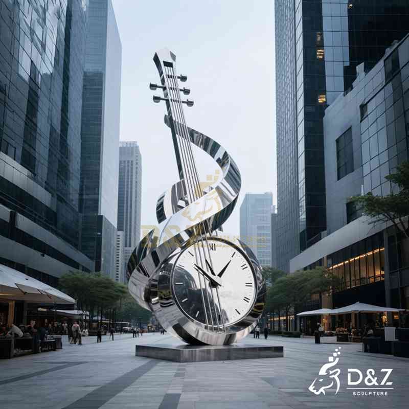large metal clock sculpture