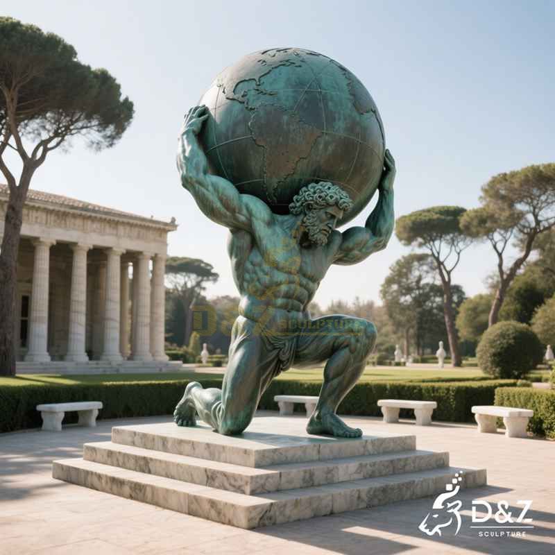 Large Bronze Atlas Statue Holding the World for Sale DZJ-72