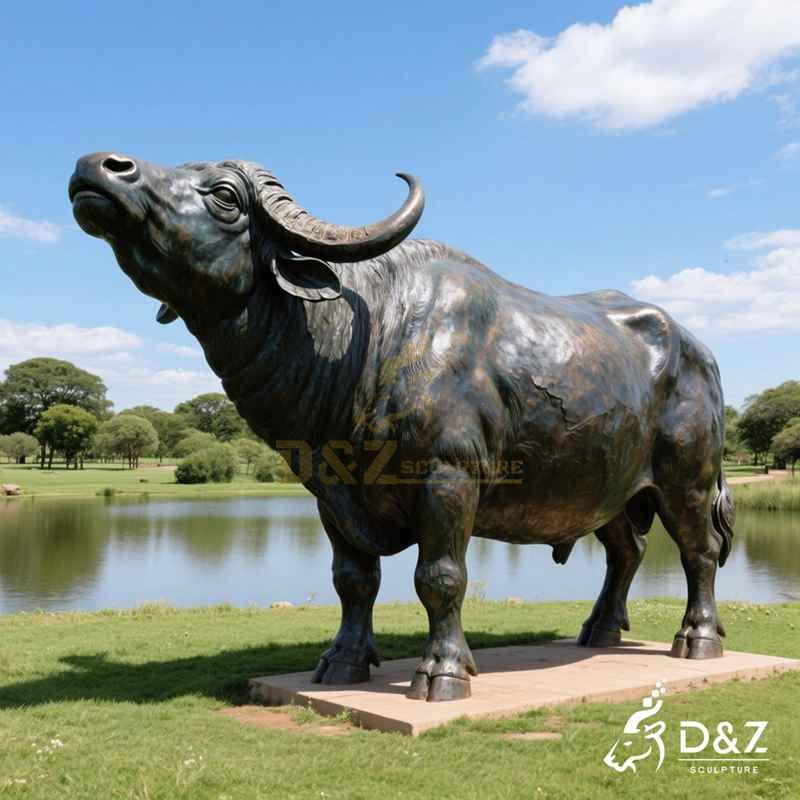 large outdoor buffalo statue