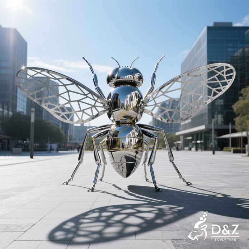 Metal Fly Sculpture - Showcases Modern Insect Art DZJ-77