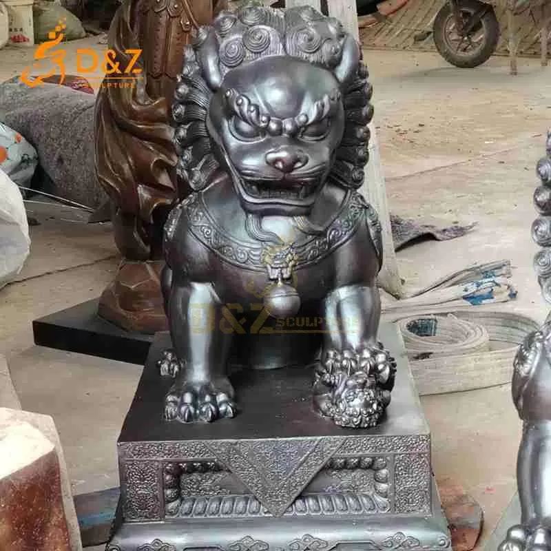 Bronze Chinese Dog Lion Statue | Guardian Art for Sale DZJ-81