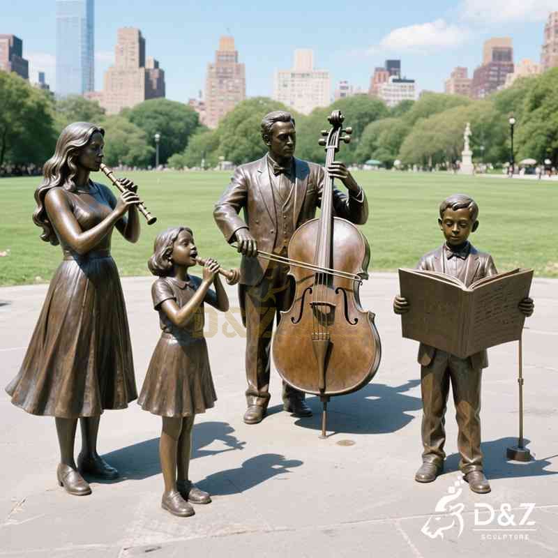 bronze outdoor statue of band