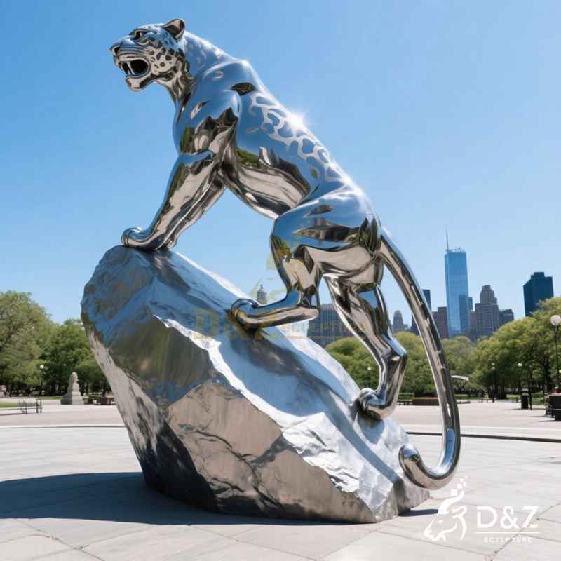 Metal Jaguar Sculpture | Art Deco Animal for Sale DZJ-90