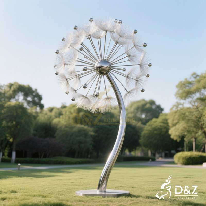 New Outdoor Metal Stainless Steel Dandelion Garden Sculpture
