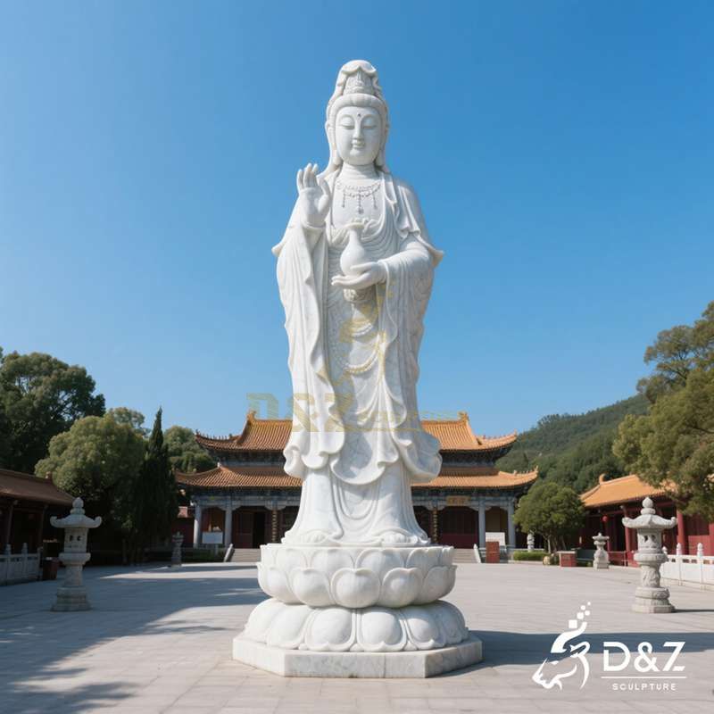 Large White Marble Guanyin Buddha Statue for Sale DZJ-100