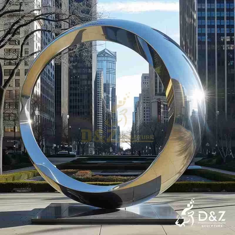 Large Metal Circle Sculpture on Stand for Sale DZJ-105