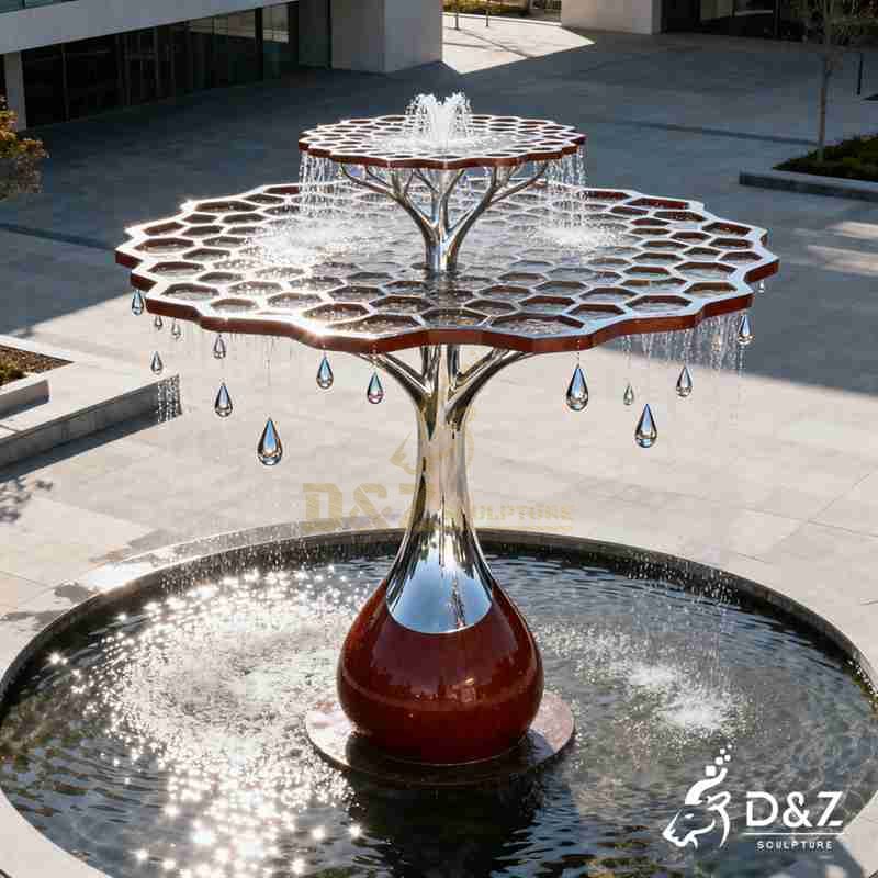 Metal Tree Fountain – Honeycomb Geometric Design DZJ-112