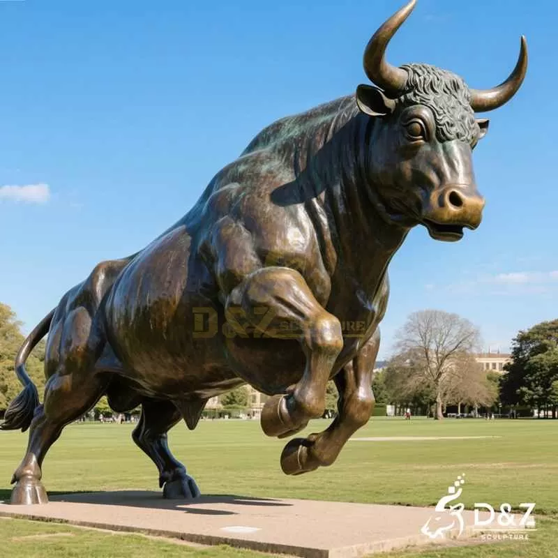 Large Outdoor Bronze Fighting Bull Statue DZJ-114