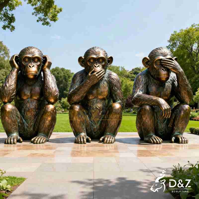 Large Bronze Three Wise Monkeys Statue for Sale DZJ-117