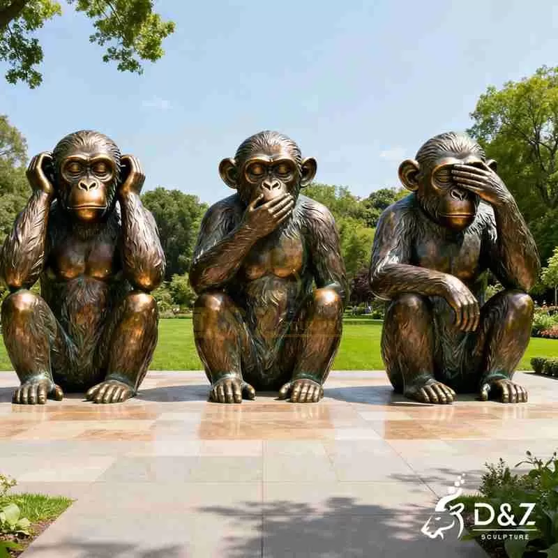 Large Bronze Three Wise Monkeys Statue for Sale DZJ-117