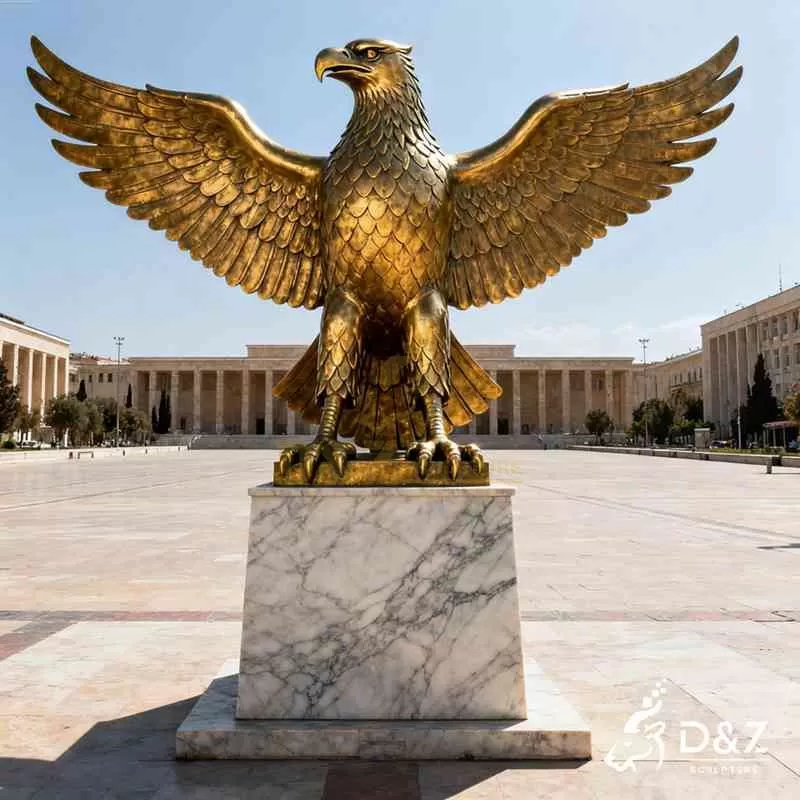 Large Outdoor Brass Albanian Eagle Statue for Sale DZJ-119