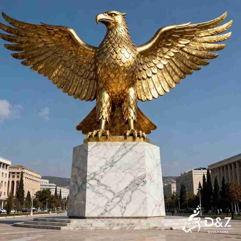 large brass eagle statue