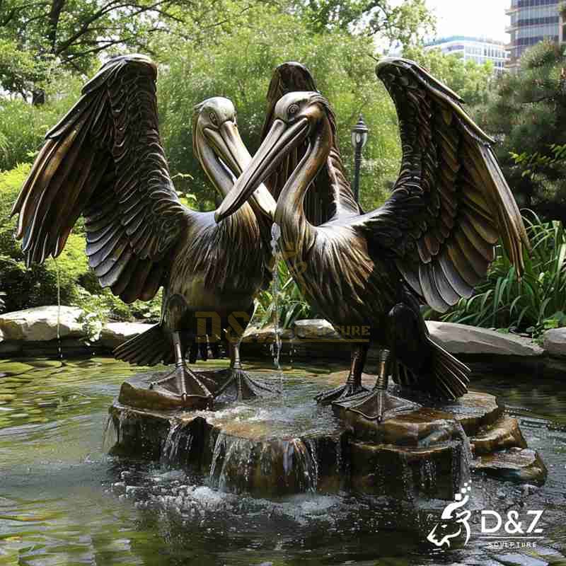 Bronze Pelican Fountain – Outdoor Water Feature DZJ-121