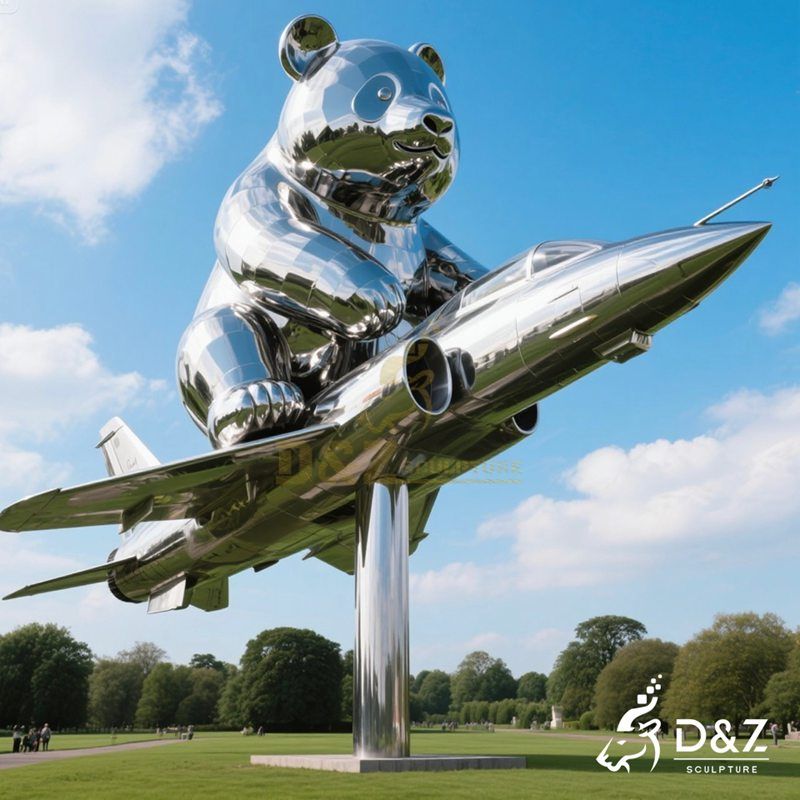 metal art panda sculpture