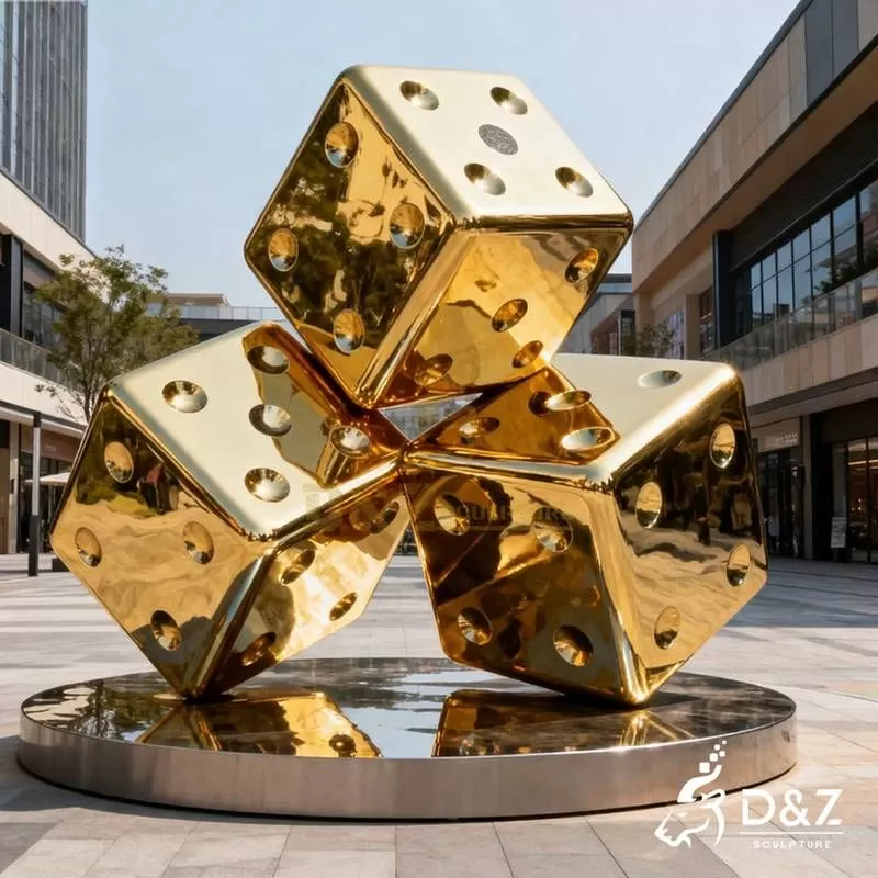 Metal Dice Sculpture | Creative Cube Geometric Art DZJ-136