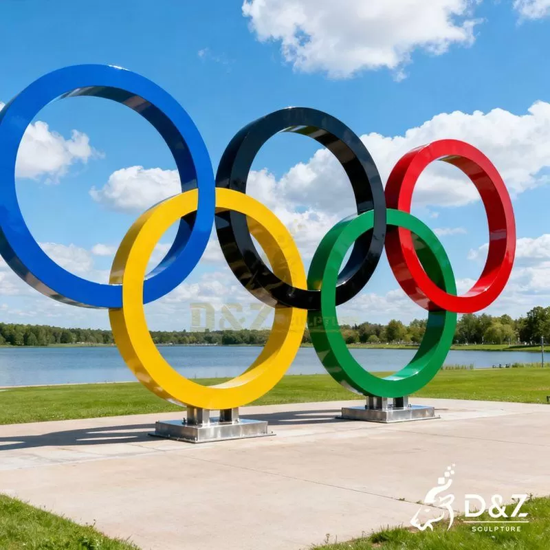 Metal Olympic Rings Sculpture | Sports Art Decor DZJ-138