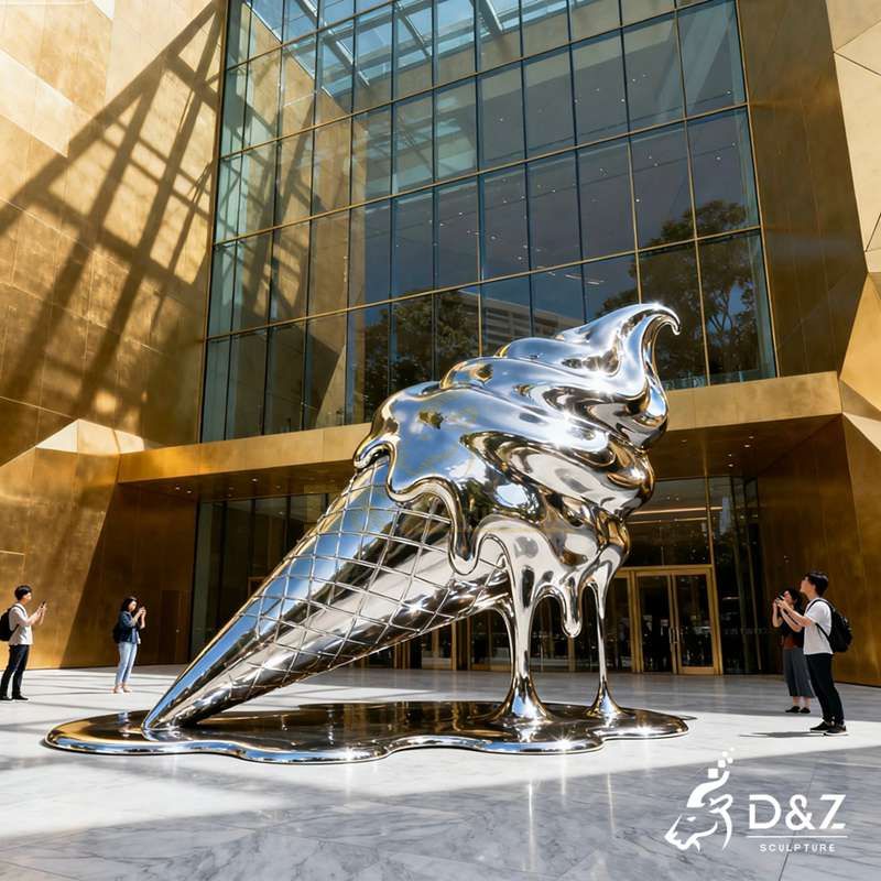 Playful Metal Melted Ice Cream Sculpture for Sale DZJ-142