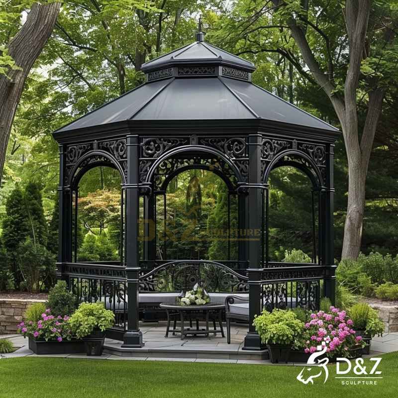 Large Outdoor Black Metal Octagon Pavilion for Sale DZJ-145