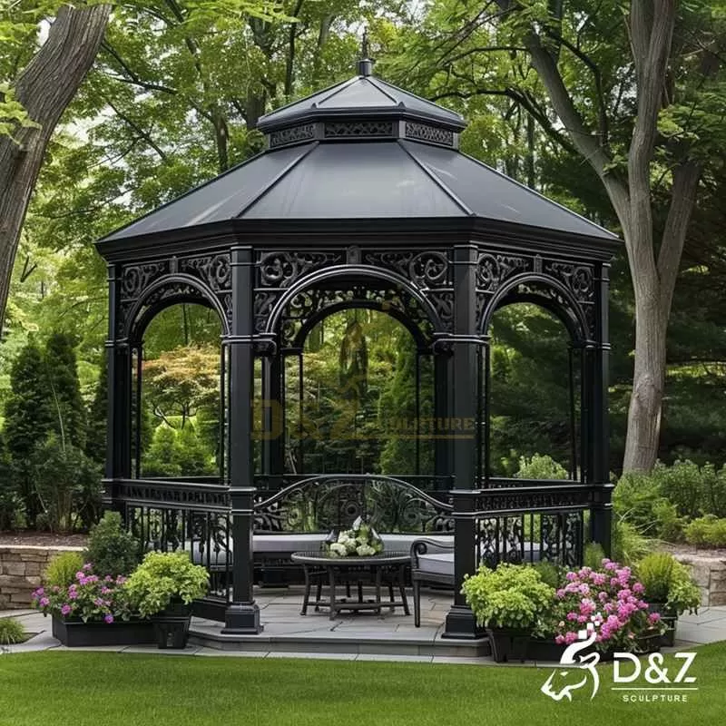 Large Outdoor Black Metal Octagon Pavilion for Sale DZJ-145