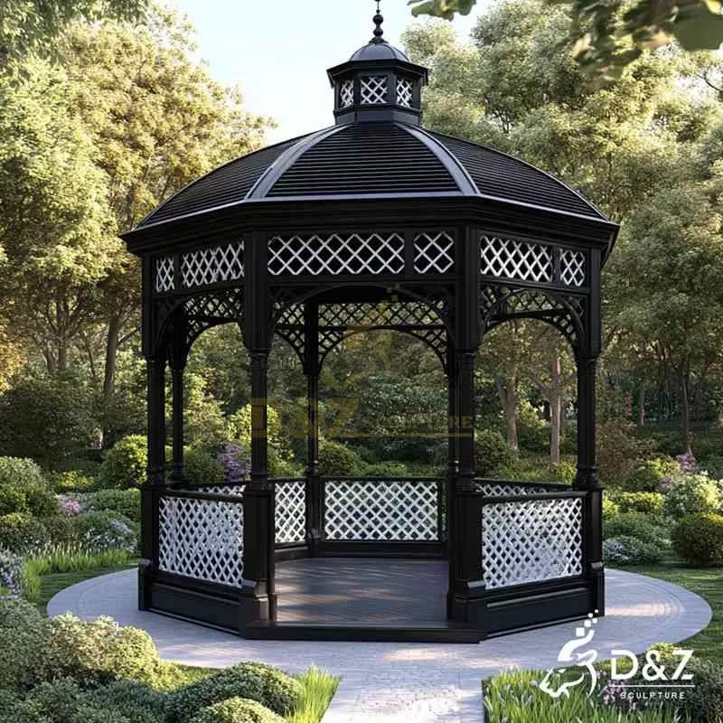 Large Outdoor Metal Black Pavilion for Garden DZJ-146