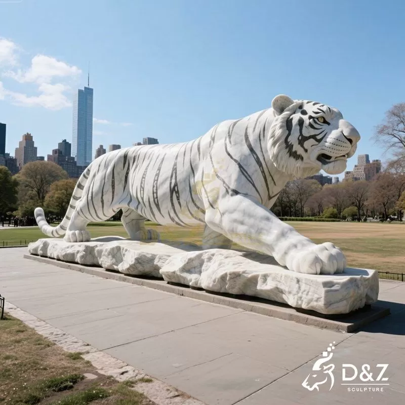 Large Outdoor White Marble Tiger Statue for Sale DZJ-148