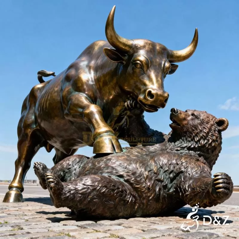 Bronze Wall Street Bull and Bear Statue for Sale DZJ-151