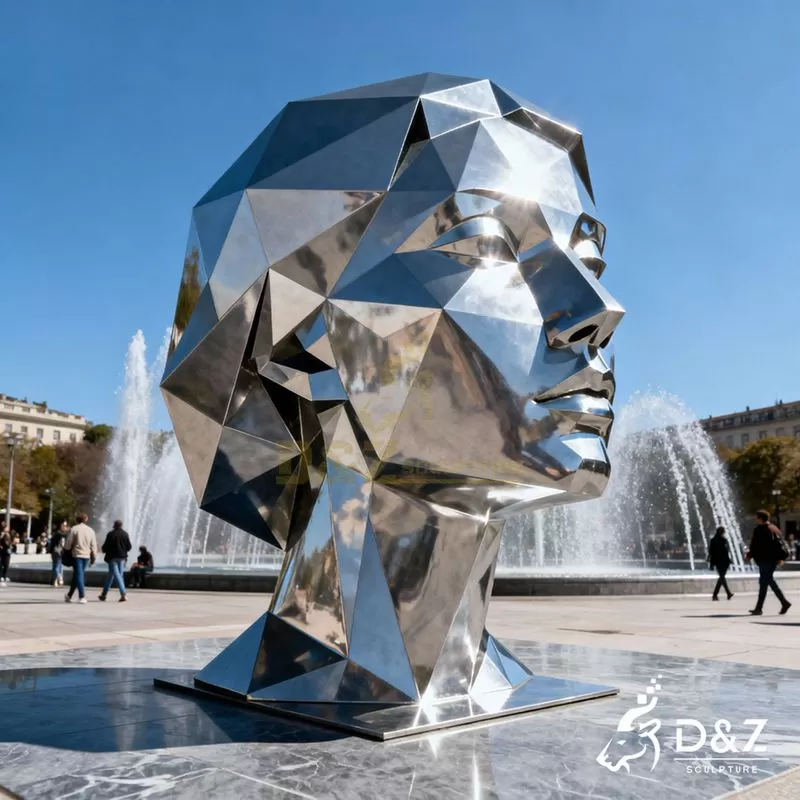 Large Geometric Metal Female Face Sculpture for Sale DZJ-155