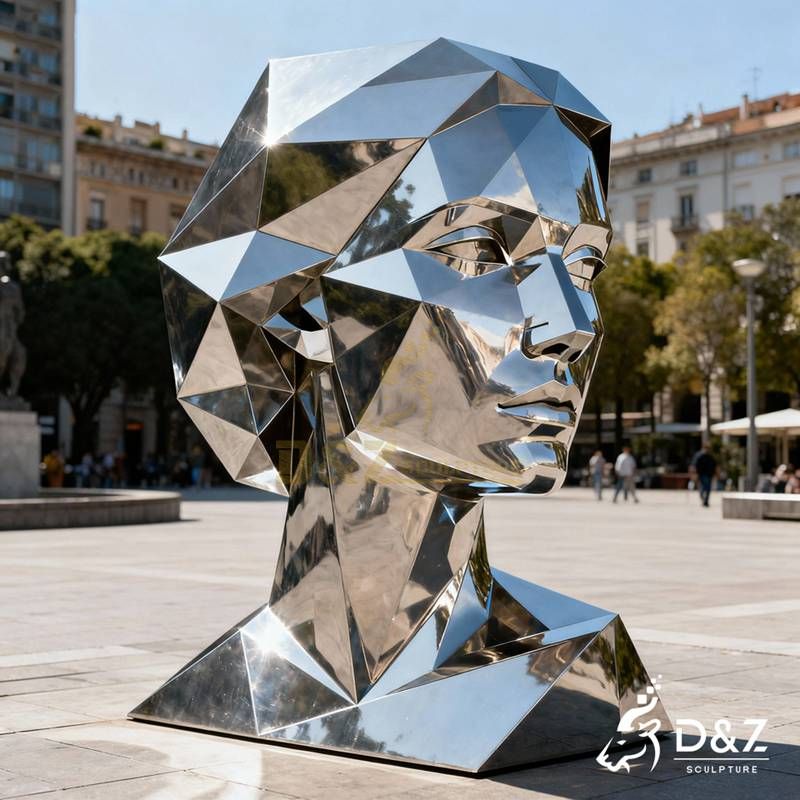 geometric face sculpture