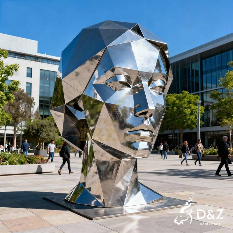 metal face sculpture