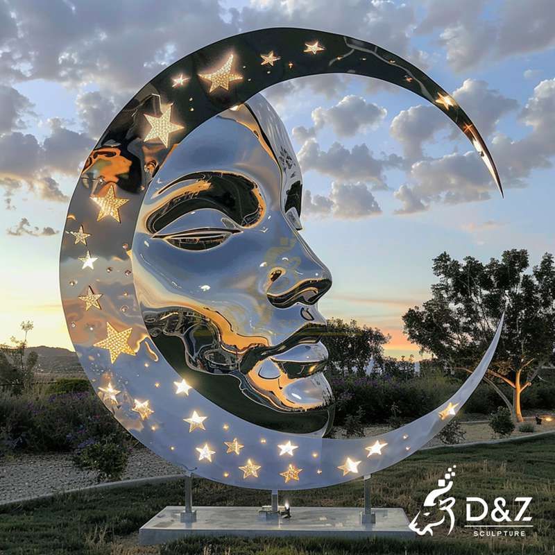 Custom Large Metal Moon Face Sculpture for Garden DZJ-159