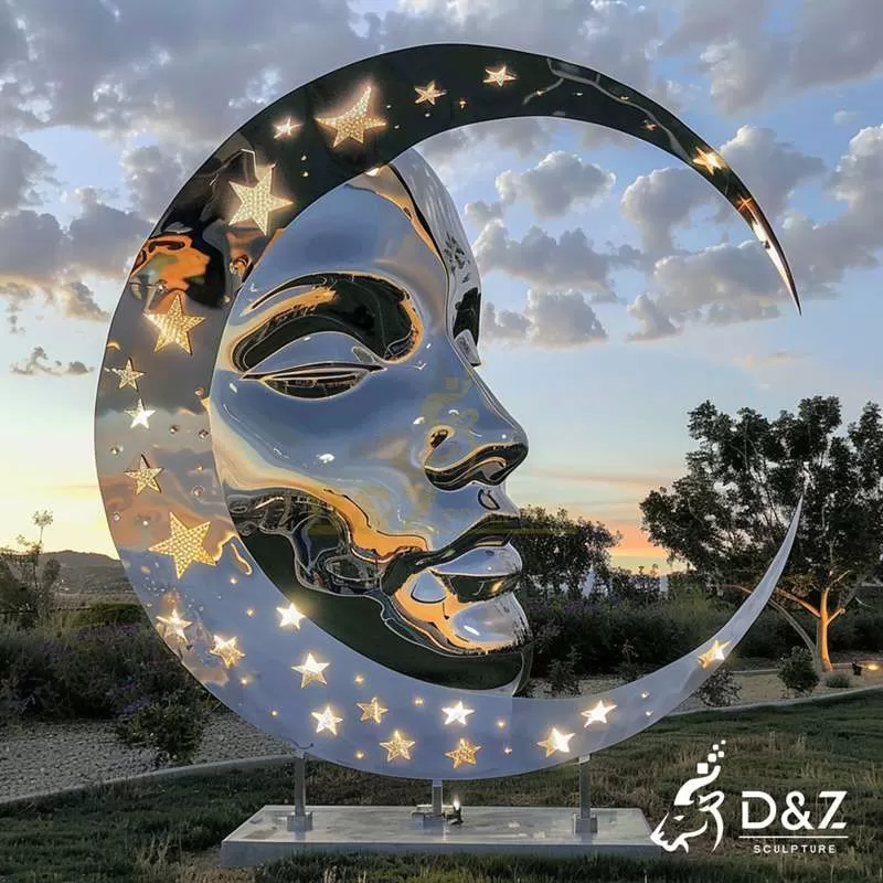 Custom Large Metal Moon Face Sculpture for Garden DZJ-159