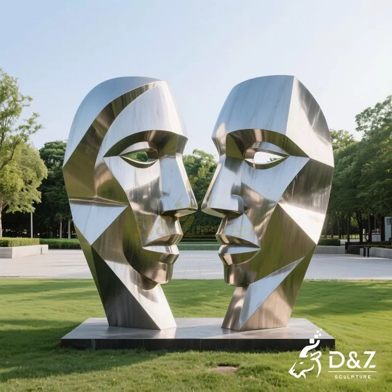 Large Abstract Metal Two Face Sculpture for Sale DZJ-162