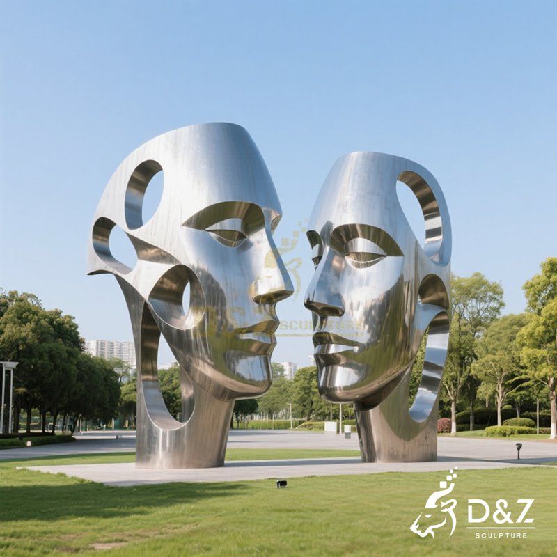 metal face sculpture