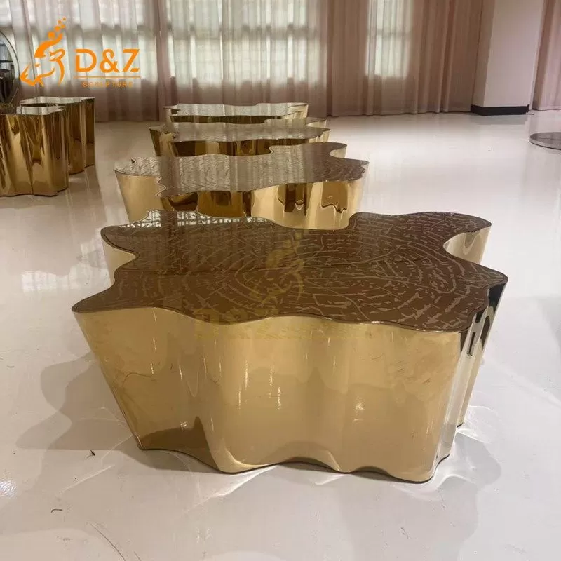 Custom Modern Map Gold Metal Coffee Table for Sale DZJ-165
