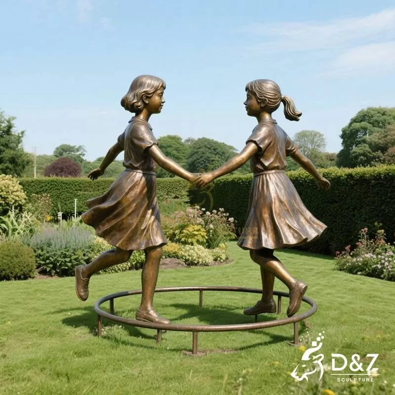 Outdoor Bronze Sisters Statue for Garden | Friendship DZJ-168