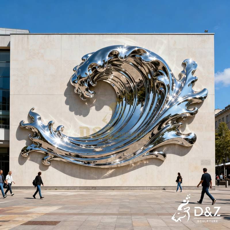 Large Modern Metal Wave Wall Sculpture for Sale DZJ-172