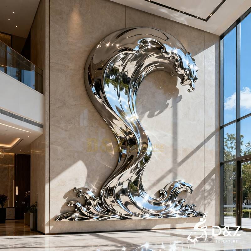 metal wave wall sculpture