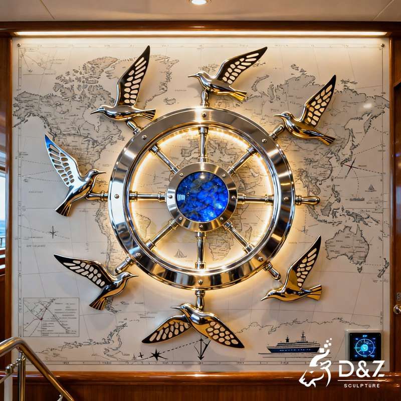 Large Modern Metal Seagull Wall Sculpture for Sale DZJ-177