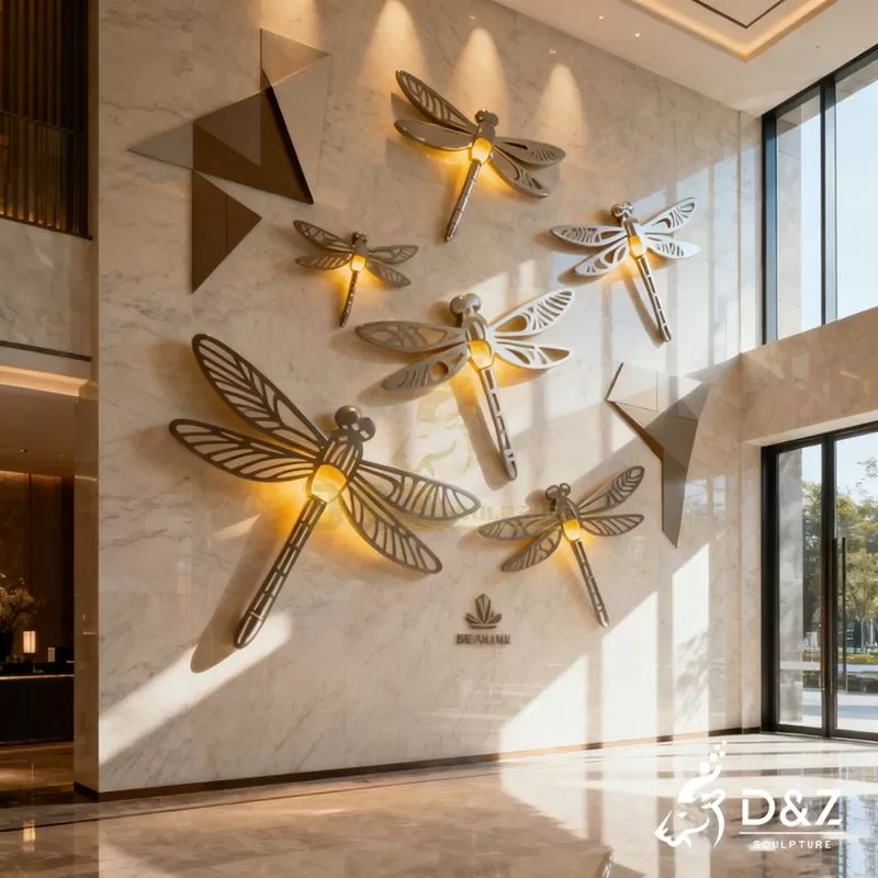 Large Modern Metal Dragonfly Wall Sculpture for Sale DZJ-179