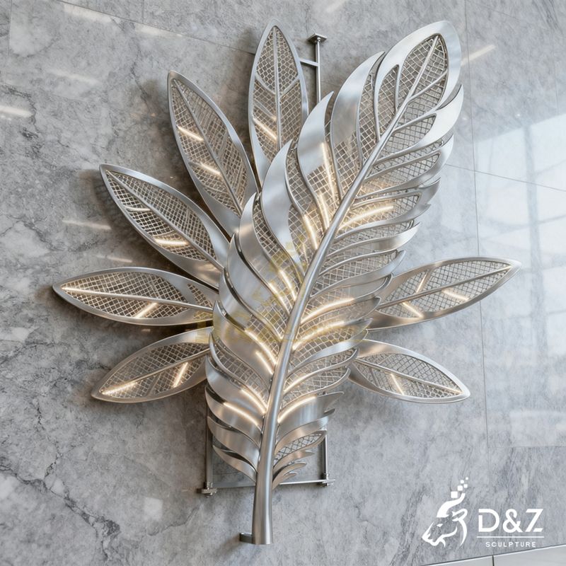 Large Modern Geometric Metal Feather Wall Sculpture DZJ-182