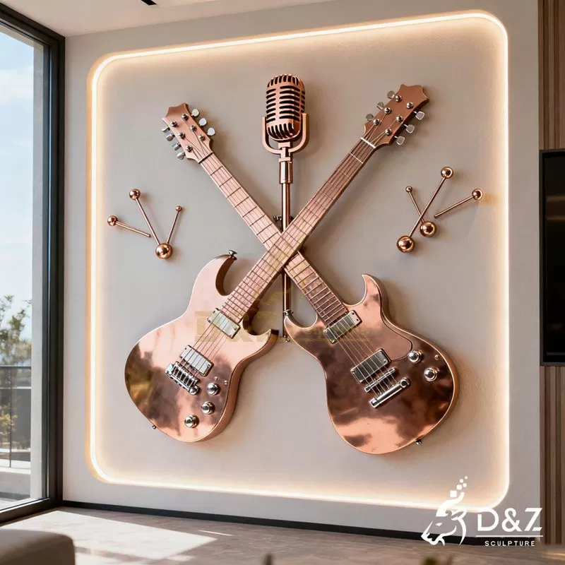 Large Modern Metal Guitar Wall Sculpture for Sale DZJ-183 Large Modern Metal Guitar Wall Sculpture for Sale DZJ-183